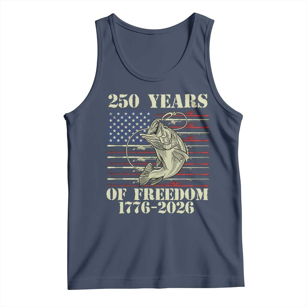 250th Anniversary USA Bass Fishing American Flag Tank Top TS14 Navy Print Your Wear