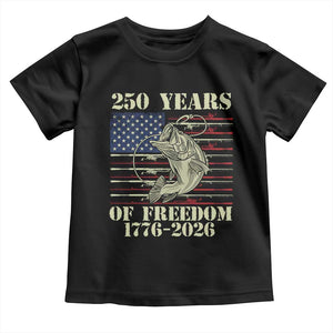 250th Anniversary USA Bass Fishing American Flag Toddler T Shirt TS14 Black Print Your Wear