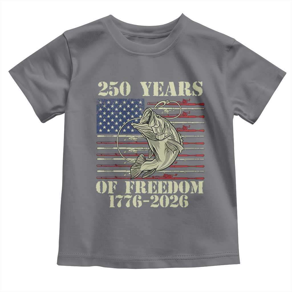 250th Anniversary USA Bass Fishing American Flag Toddler T Shirt TS14 Charcoal Print Your Wear