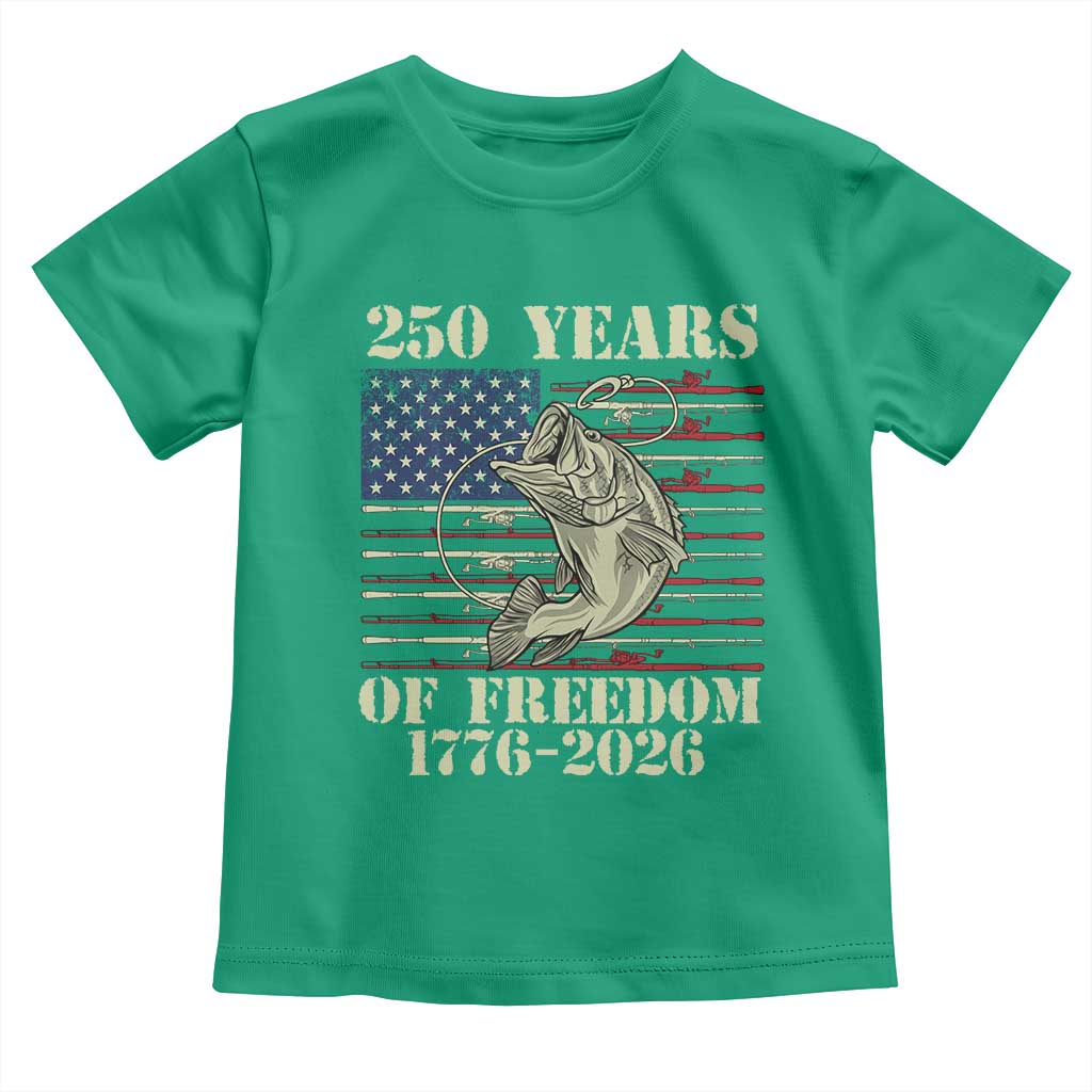 250th Anniversary USA Bass Fishing American Flag Toddler T Shirt TS14 Irish Green Print Your Wear