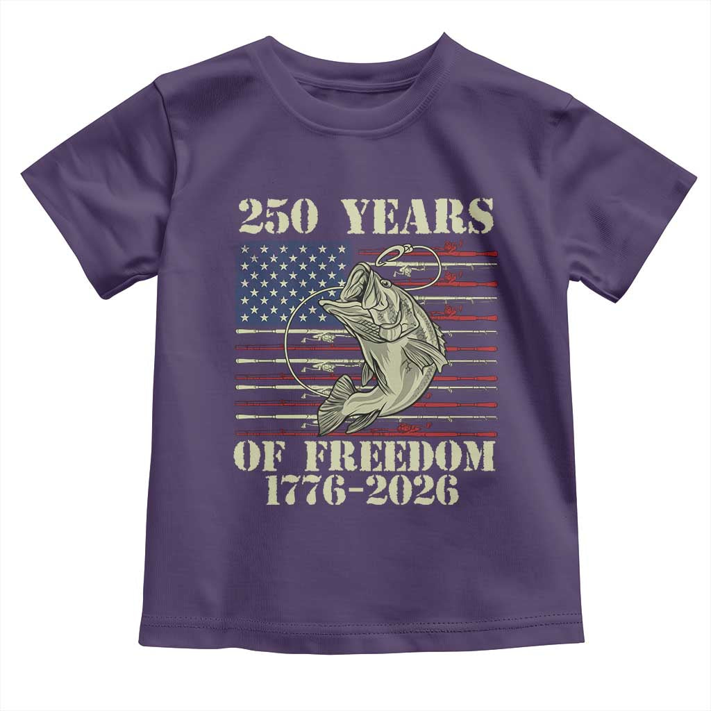 250th Anniversary USA Bass Fishing American Flag Toddler T Shirt TS14 Purple Print Your Wear