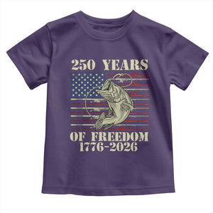 250th Anniversary USA Bass Fishing American Flag Toddler T Shirt TS14 Purple Print Your Wear