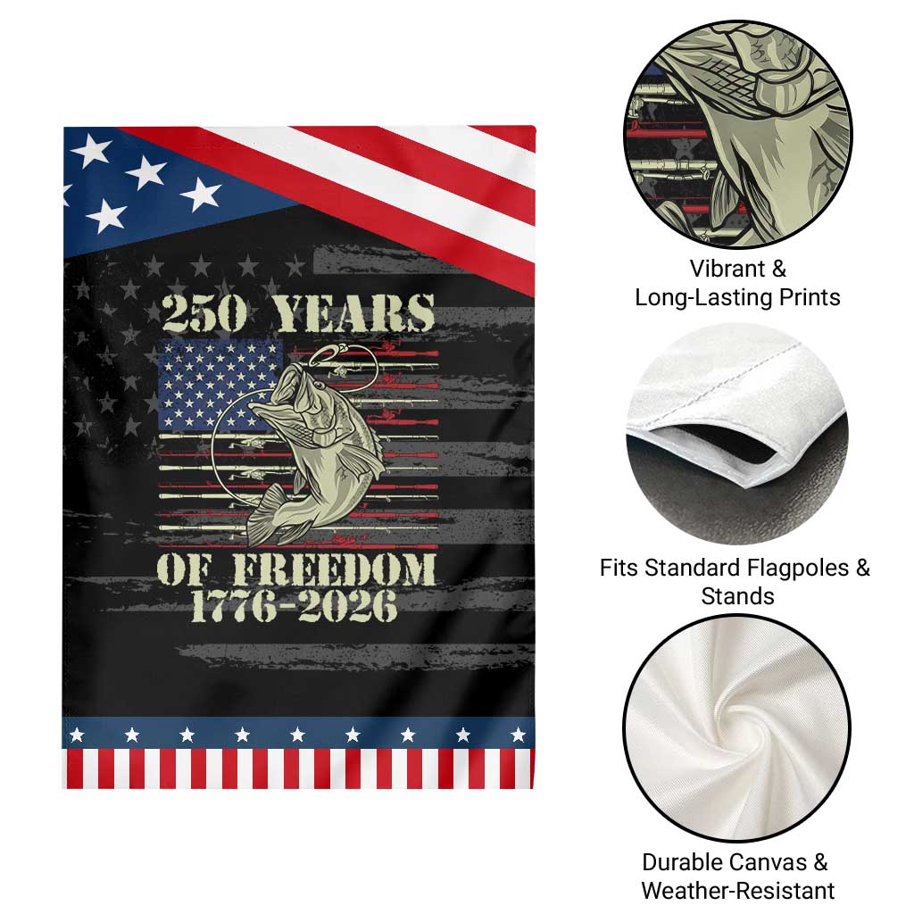 250th Anniversary USA Bass Fishing American Flag Patriotic Garden Flag TS14 Print Your Wear