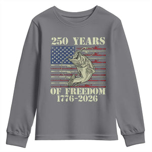 250th Anniversary USA Bass Fishing American Flag Youth Sweatshirt TS14 Charcoal Print Your Wear