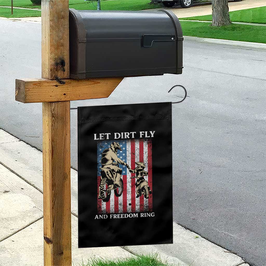Let Dirt Fly And Freedom Ring Garden Flag 4th of July Dirt Bike American Flag TS14 Print Your Wear