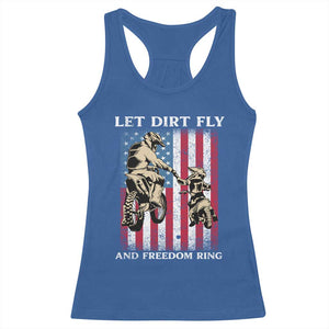 Let Dirt Fly And Freedom Ring Racerback Tank Top 4th of July Dirt Bike American Flag TS14 Royal Blue Print Your Wear