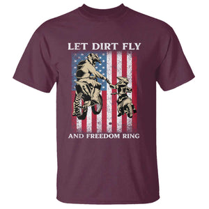 Let Dirt Fly And Freedom Ring T Shirt 4th of July Dirt Bike American Flag TS14 Maroon Print Your Wear