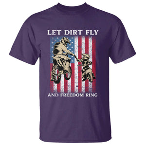 Let Dirt Fly And Freedom Ring T Shirt 4th of July Dirt Bike American Flag TS14 Purple Print Your Wear