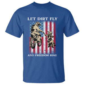 Let Dirt Fly And Freedom Ring T Shirt 4th of July Dirt Bike American Flag TS14 Royal Blue Print Your Wear