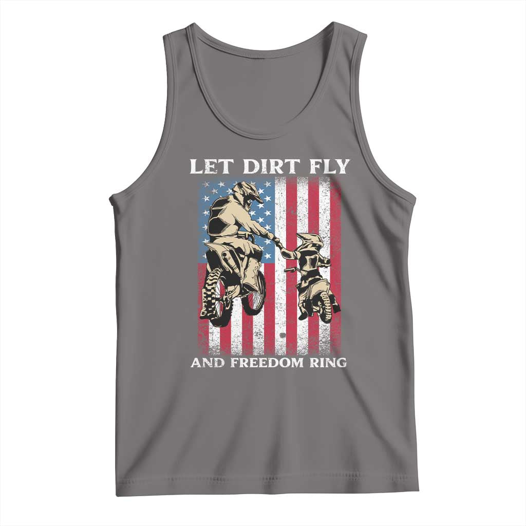 Let Dirt Fly And Freedom Ring Tank Top 4th of July Dirt Bike American Flag TS14 Deep Heather Print Your Wear