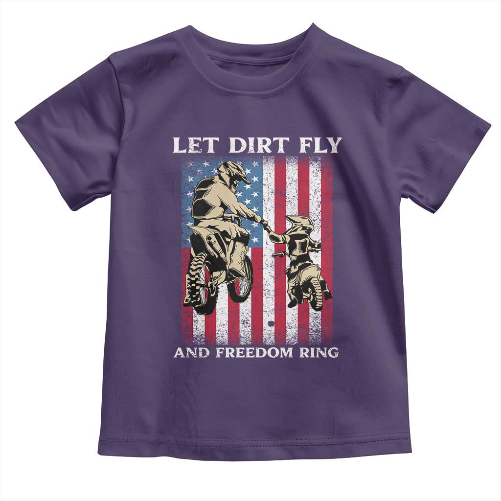Let Dirt Fly And Freedom Ring Toddler T Shirt 4th of July Dirt Bike American Flag TS14 Purple Print Your Wear