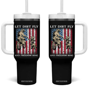 Let Dirt Fly And Freedom Ring Tumbler With Handle 4th of July Dirt Bike American Flag TS14 One Size: 40 oz Black Print Your Wear