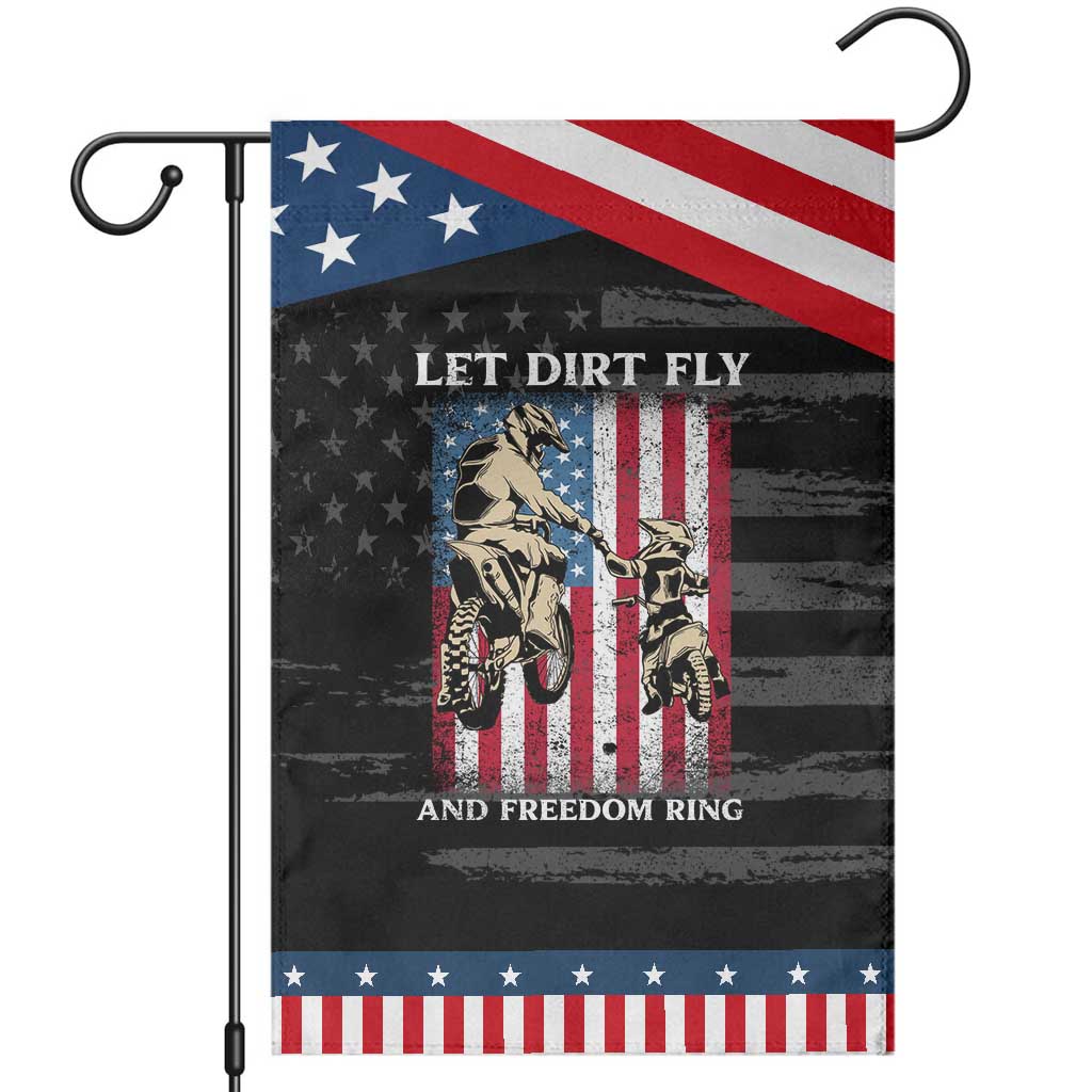 Let Dirt Fly And Freedom Ring Patriotic Garden Flag 4th of July Dirt Bike American Flag TS14 Distressed Black Blue Print Your Wear