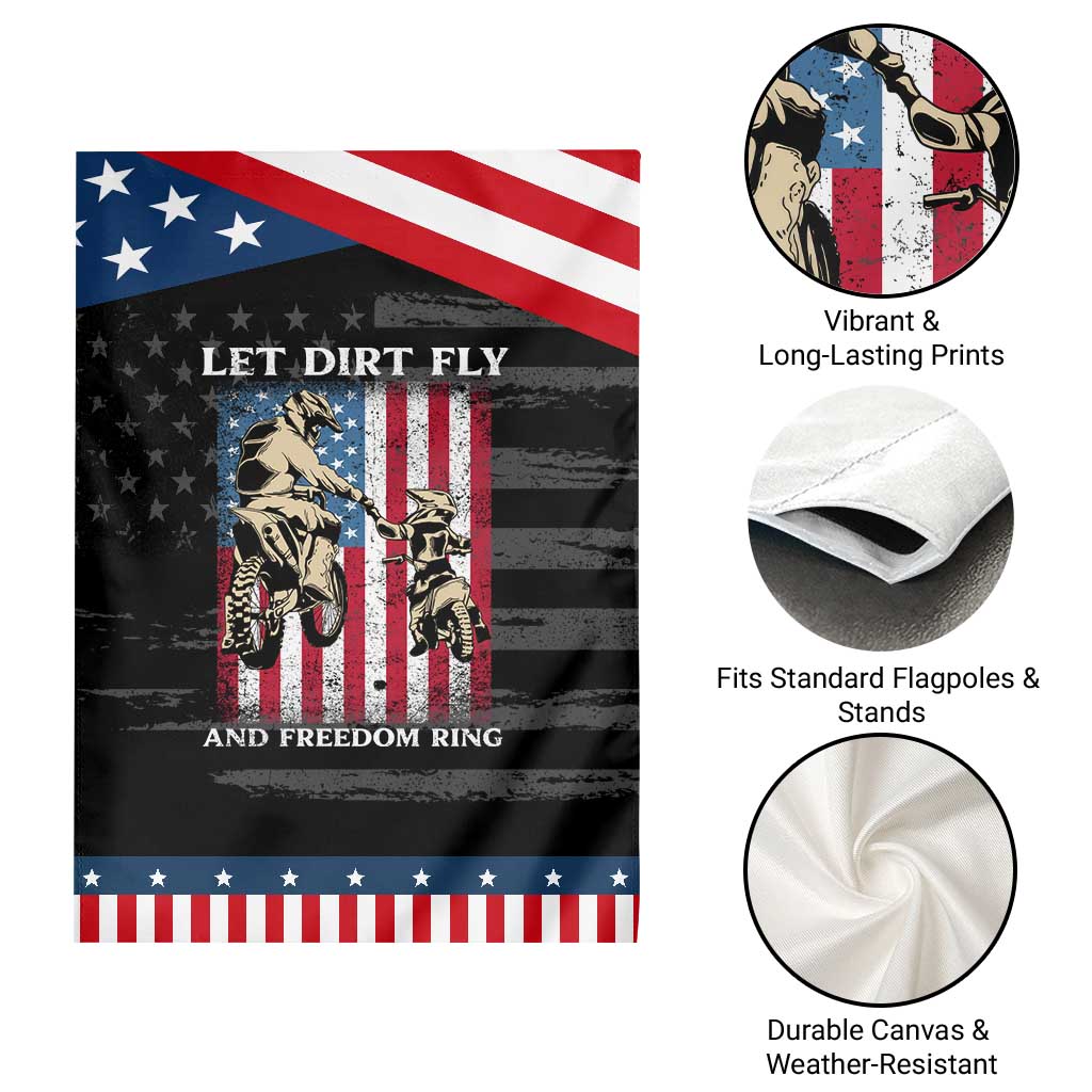 Let Dirt Fly And Freedom Ring Patriotic Garden Flag 4th of July Dirt Bike American Flag TS14 Print Your Wear