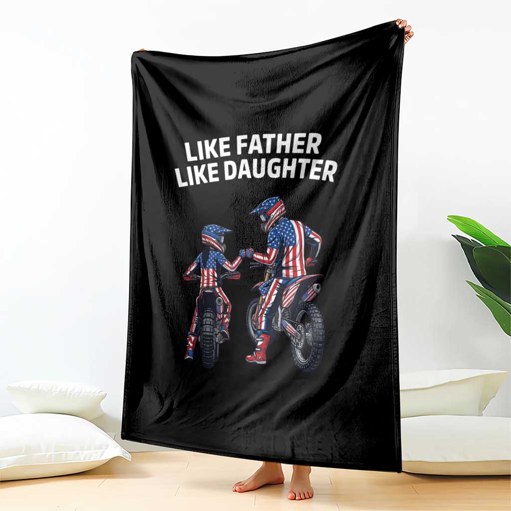 Like Father Daughter Dirt Bike Throw Blanket Cute Matching Motocross Gift Father's Day TS14 Print Your Wear