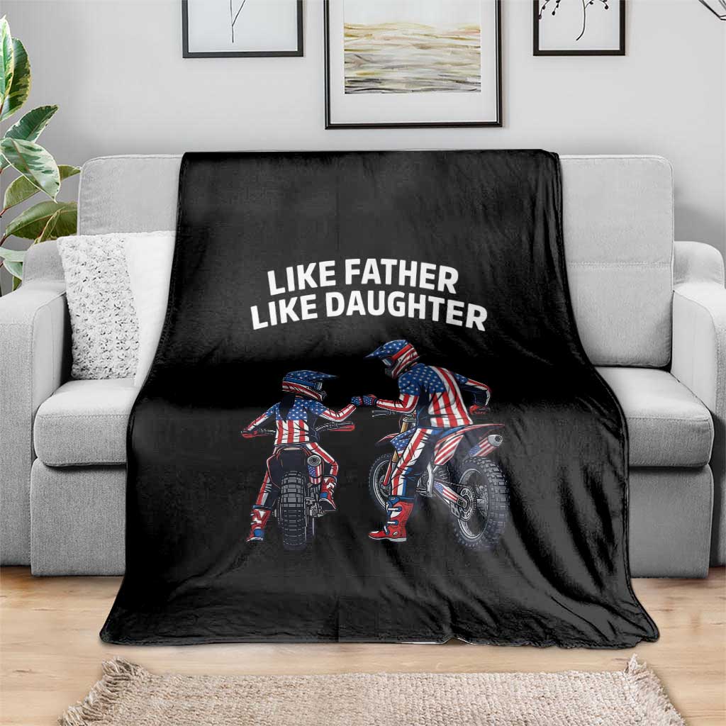 Like Father Daughter Dirt Bike Throw Blanket Cute Matching Motocross Gift Father's Day TS14 Print Your Wear
