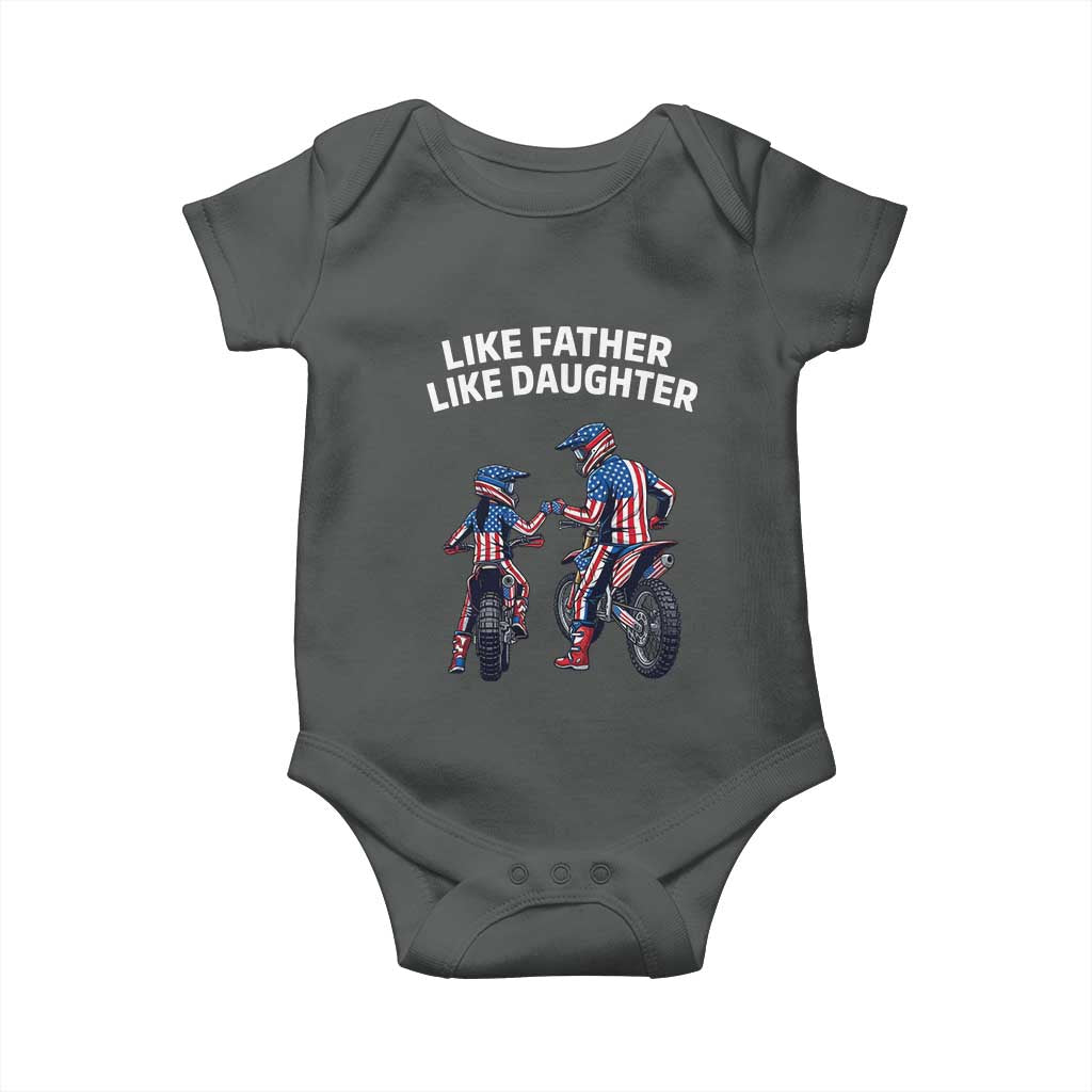 Like Father Daughter Dirt Bike Baby Onesie Cute Matching Motocross Gift Father's Day TS14 Dark Heather Print Your Wear