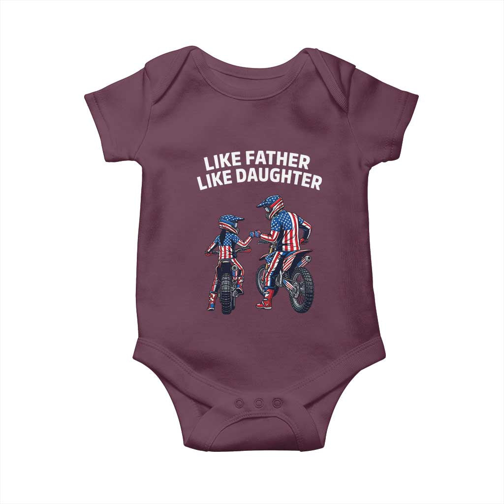 Like Father Daughter Dirt Bike Baby Onesie Cute Matching Motocross Gift Father's Day TS14 Maroon Print Your Wear