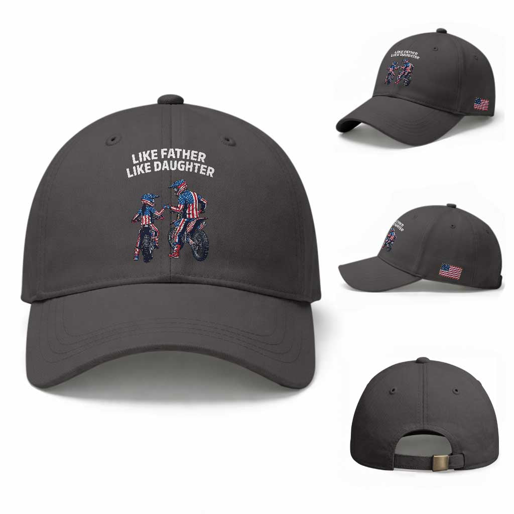Like Father Daughter Dirt Bike Baseball Cap Cute Matching Motocross Gift Father's Day TS14 Baseball Cap Universal Fit Dark Gray Print Your Wear
