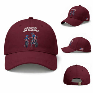 Like Father Daughter Dirt Bike Baseball Cap Cute Matching Motocross Gift Father's Day TS14 Baseball Cap Universal Fit Maroon Print Your Wear
