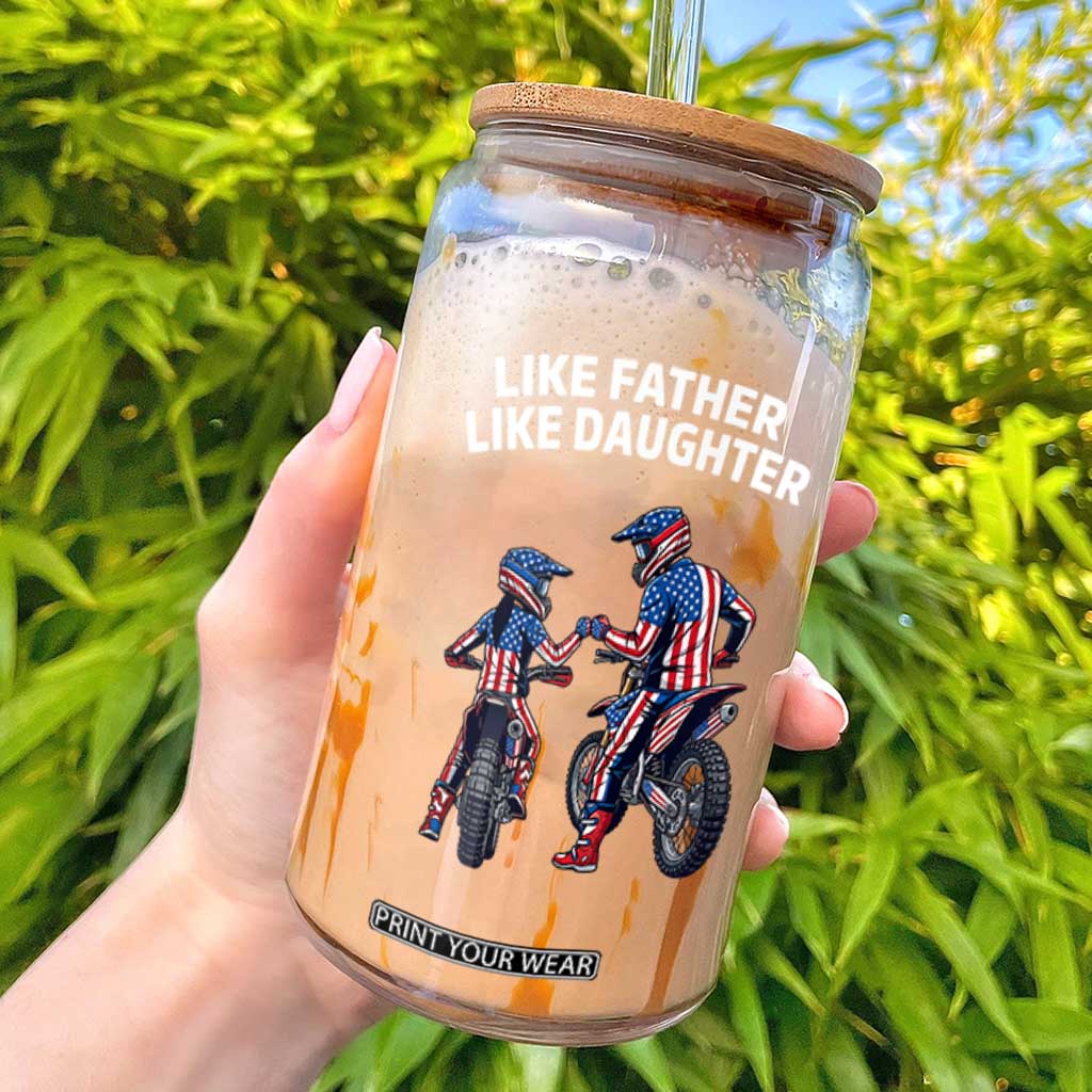 Like Father Daughter Dirt Bike Glass Can Cute Matching Motocross Gift Father's Day TS14 Black Print Your Wear