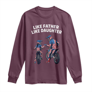 Like Father Daughter Dirt Bike Long Sleeve Shirt Cute Matching Motocross Gift Father's Day TS14 Maroon Print Your Wear