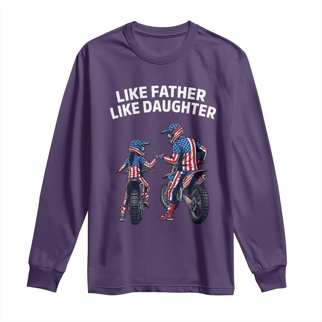 Like Father Daughter Dirt Bike Long Sleeve Shirt Cute Matching Motocross Gift Father's Day TS14 Purple Print Your Wear