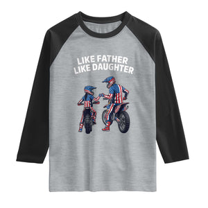Like Father Daughter Dirt Bike Raglan Shirt Cute Matching Motocross Gift Father's Day TS14 Heather Gray Black Print Your Wear