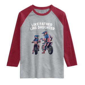 Like Father Daughter Dirt Bike Raglan Shirt Cute Matching Motocross Gift Father's Day TS14 Heather Gray Heather Red Print Your Wear