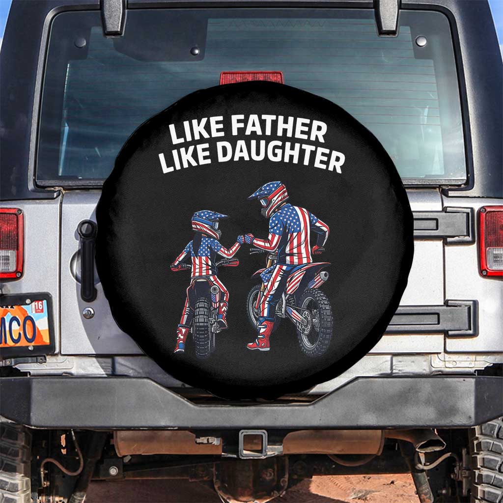Like Father Daughter Dirt Bike Spare Tire Cover Cute Matching Motocross Gift Father's Day TS14 No hole Black Print Your Wear