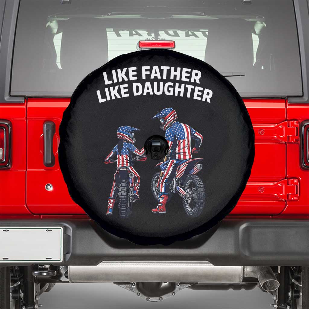 Like Father Daughter Dirt Bike Spare Tire Cover Cute Matching Motocross Gift Father's Day TS14 Black Print Your Wear