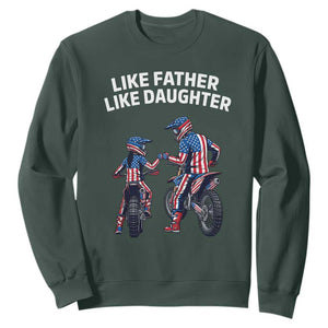 Like Father Daughter Dirt Bike Sweatshirt Cute Matching Motocross Gift Father's Day TS14 Dark Forest Green Print Your Wear