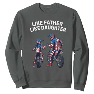 Like Father Daughter Dirt Bike Sweatshirt Cute Matching Motocross Gift Father's Day TS14 Dark Heather Print Your Wear