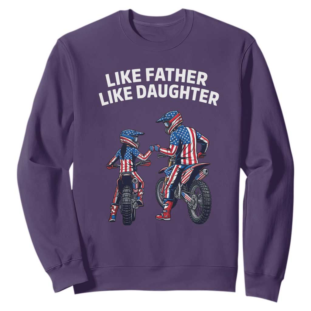 Like Father Daughter Dirt Bike Sweatshirt Cute Matching Motocross Gift Father's Day TS14 Purple Print Your Wear