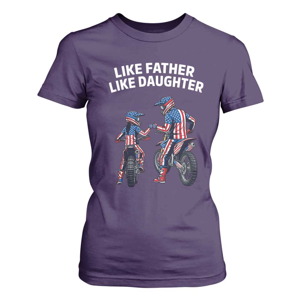 Like Father Daughter Dirt Bike T Shirt For Women Cute Matching Motocross Gift Father's Day TS14 Purple Print Your Wear