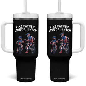 Like Father Daughter Dirt Bike Tumbler With Handle Cute Matching Motocross Gift Father's Day TS14 One Size: 40 oz Black Print Your Wear