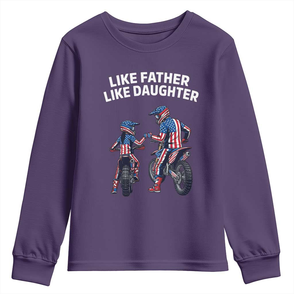 Like Father Daughter Dirt Bike Youth Sweatshirt Cute Matching Motocross Gift Father's Day TS14 Purple Print Your Wear
