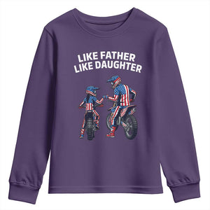 Like Father Daughter Dirt Bike Youth Sweatshirt Cute Matching Motocross Gift Father's Day TS14 Purple Print Your Wear