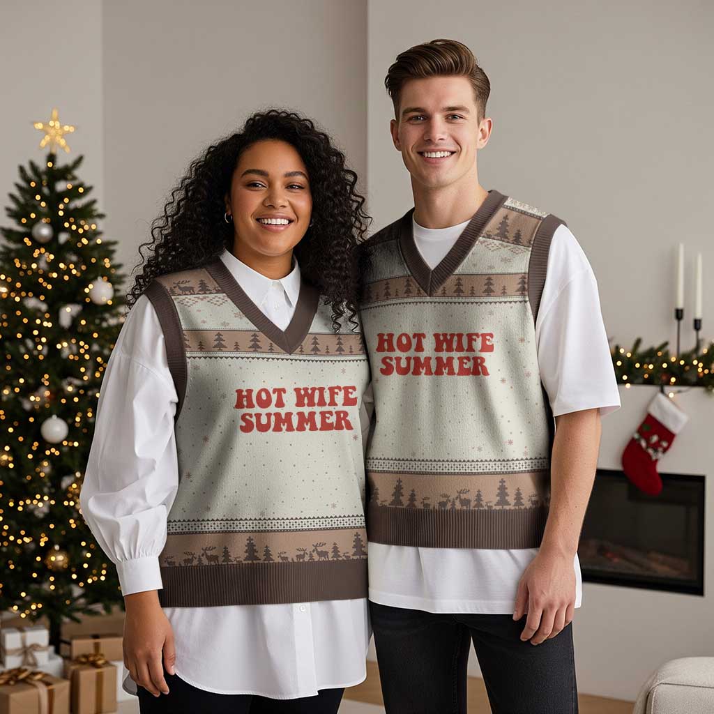 Hot Wife Summer V-Neck Knit Sweater Vest Funny Newlywed TS14 Mocha Mousse Print Your Wear