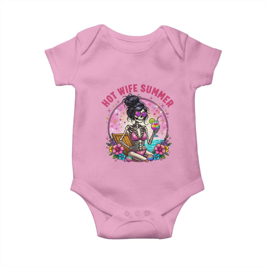 Hot Wife Summer Baby Onesie Funny Newlywed Skeleton TS14 Light Pink Print Your Wear