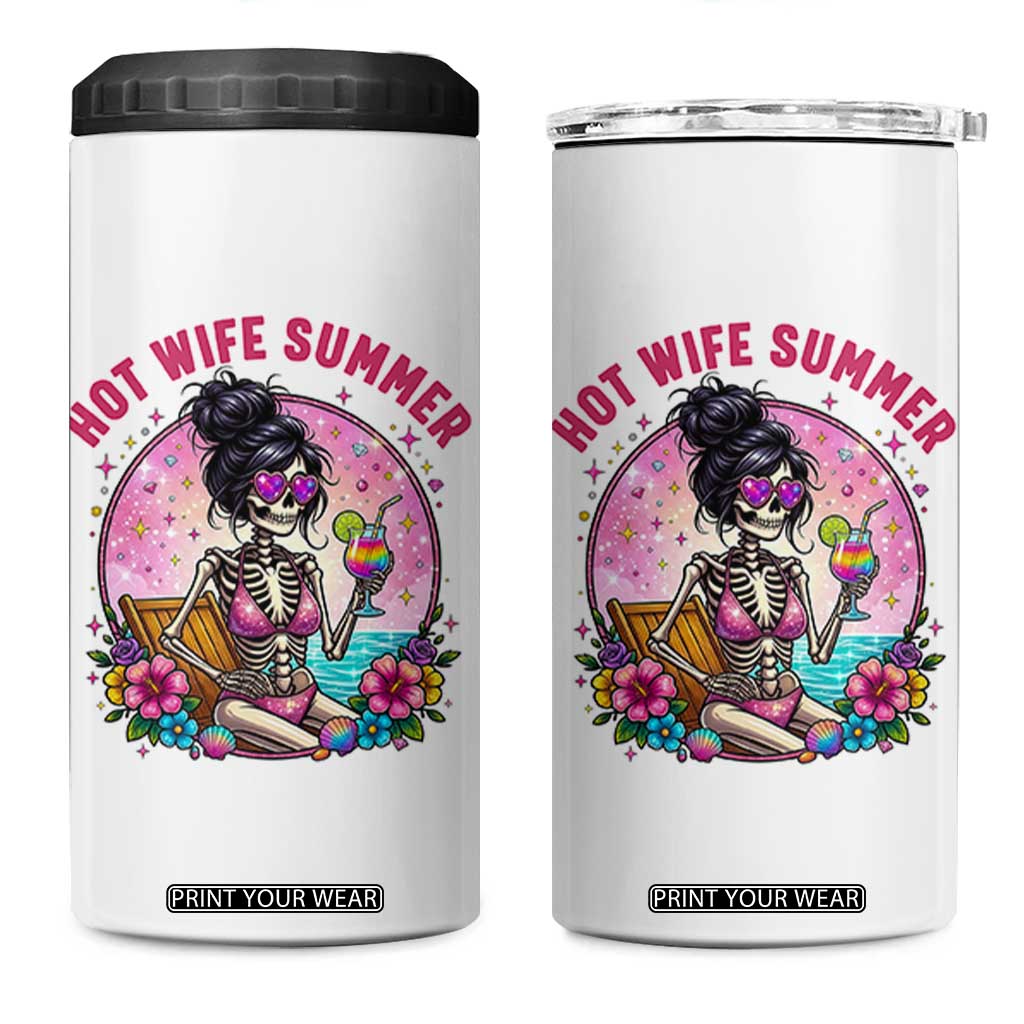 Hot Wife Summer 4 in 1 Can Cooler Tumbler Funny Newlywed Skeleton TS14 One Size: 16 oz White Print Your Wear
