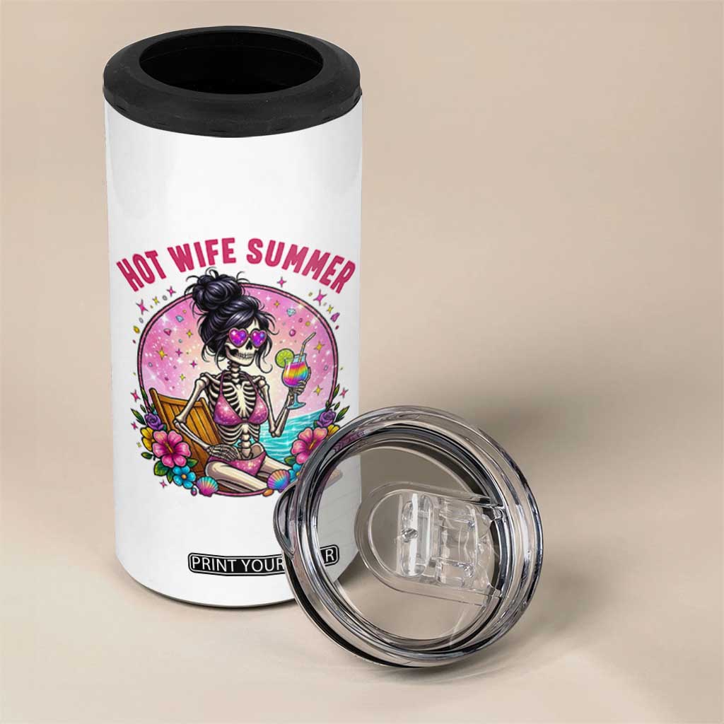 Hot Wife Summer 4 in 1 Can Cooler Tumbler Funny Newlywed Skeleton TS14 Print Your Wear