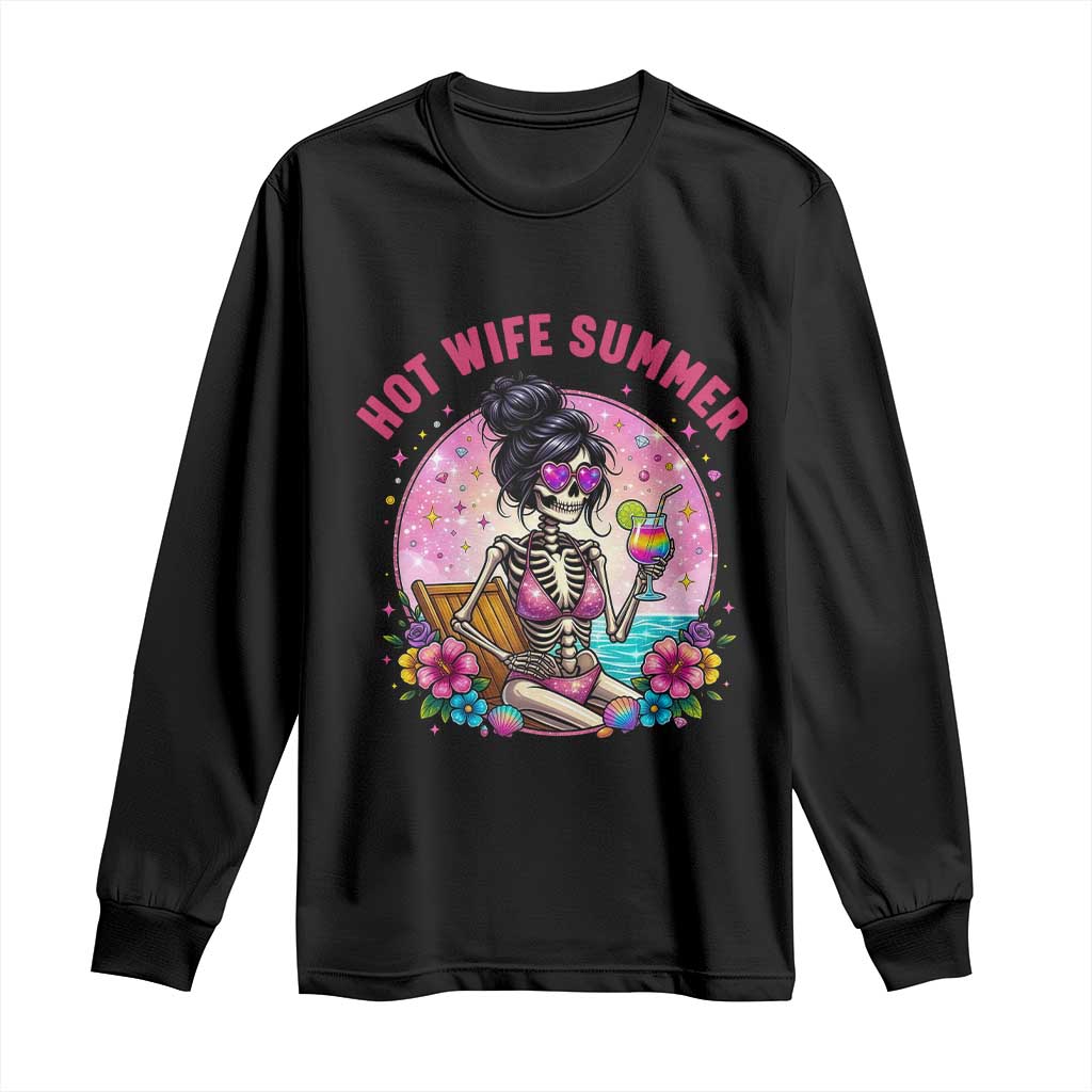Hot Wife Summer Long Sleeve Shirt Funny Newlywed Skeleton TS14 Black Print Your Wear