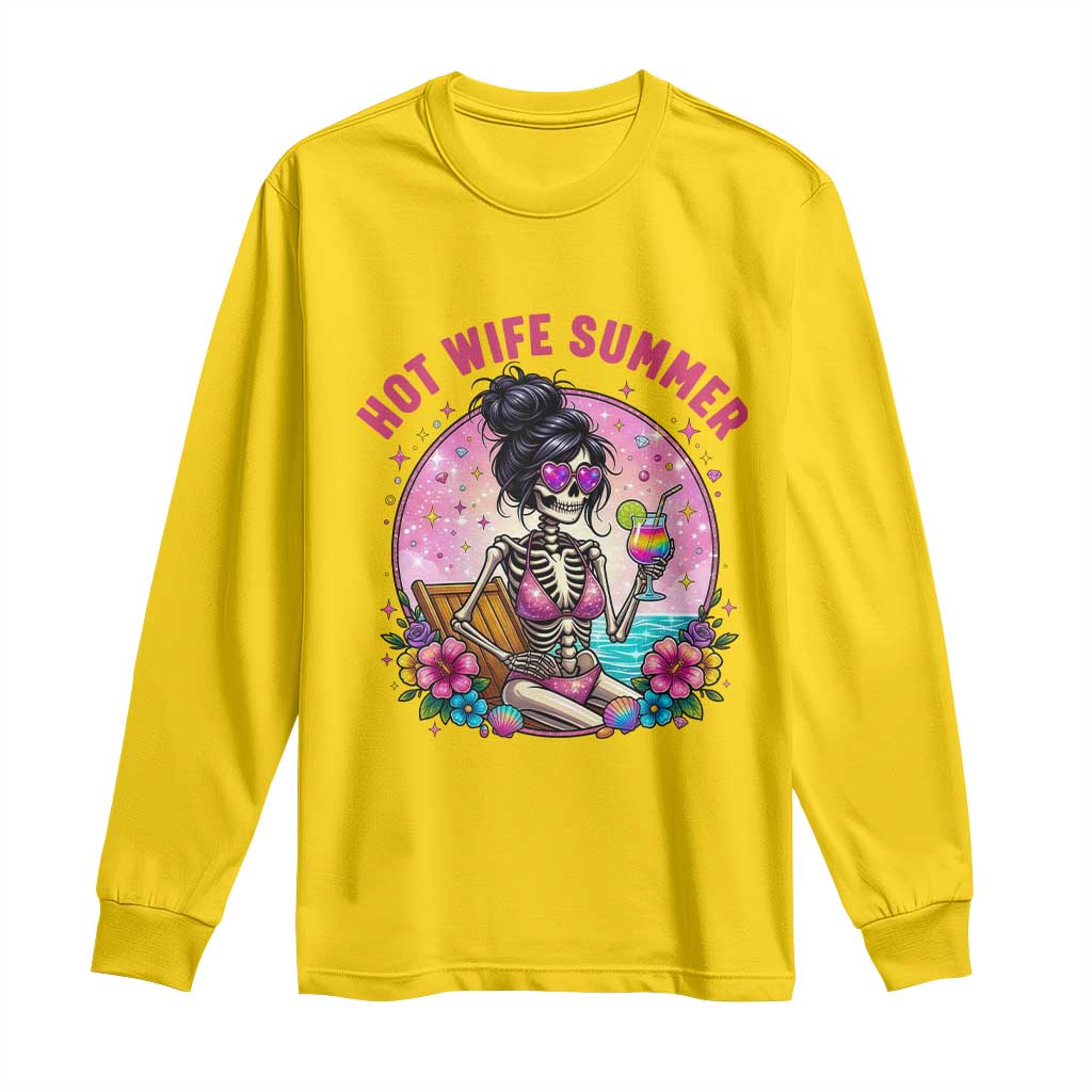 Hot Wife Summer Long Sleeve Shirt Funny Newlywed Skeleton TS14 Daisy Print Your Wear