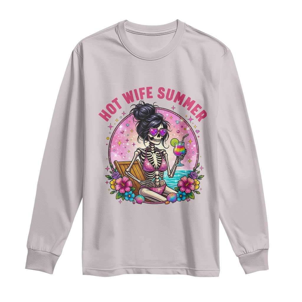 Hot Wife Summer Long Sleeve Shirt Funny Newlywed Skeleton TS14 Ice Gray Print Your Wear