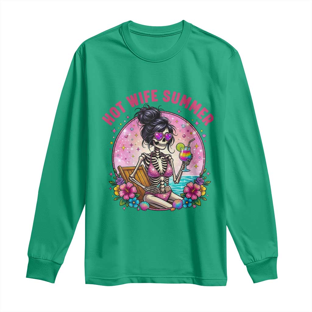 Hot Wife Summer Long Sleeve Shirt Funny Newlywed Skeleton TS14 Irish Green Print Your Wear