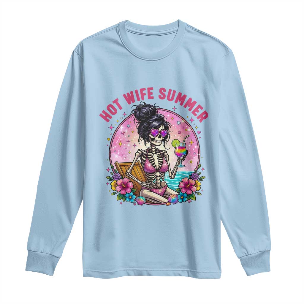 Hot Wife Summer Long Sleeve Shirt Funny Newlywed Skeleton TS14 Light Blue Print Your Wear