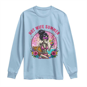Hot Wife Summer Long Sleeve Shirt Funny Newlywed Skeleton TS14 Light Blue Print Your Wear