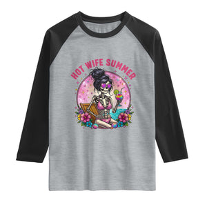 Hot Wife Summer Raglan Shirt Funny Newlywed Skeleton TS14 Heather Gray Black Print Your Wear