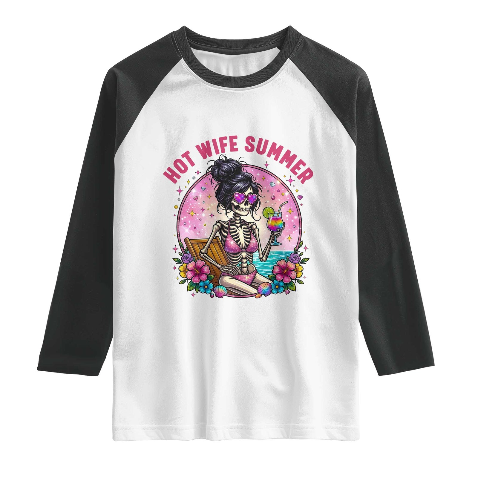 Hot Wife Summer Raglan Shirt Funny Newlywed Skeleton TS14 White Black Print Your Wear